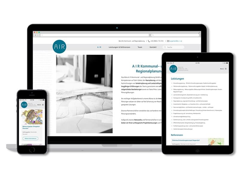Responsive Webdesign für A I R Kommunal Regionalplanung