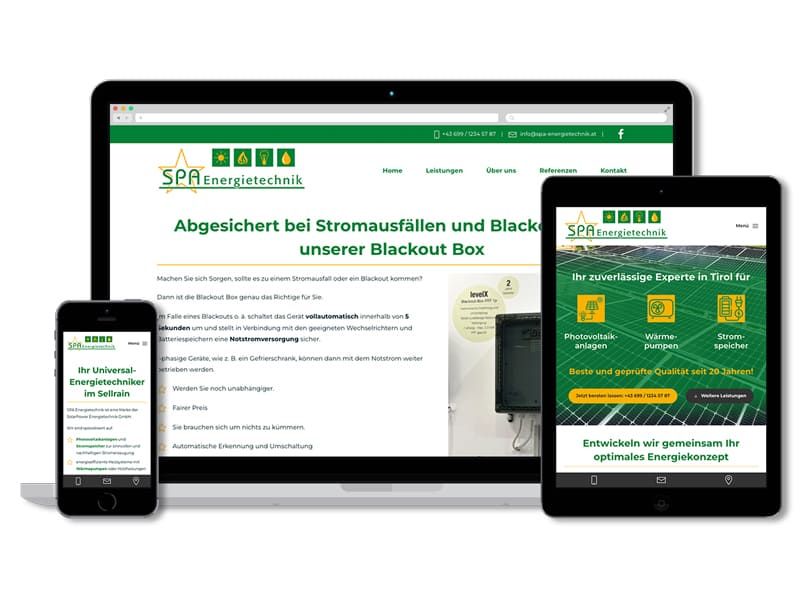 Responsive Website für SPA Energietechnik im Sellrain