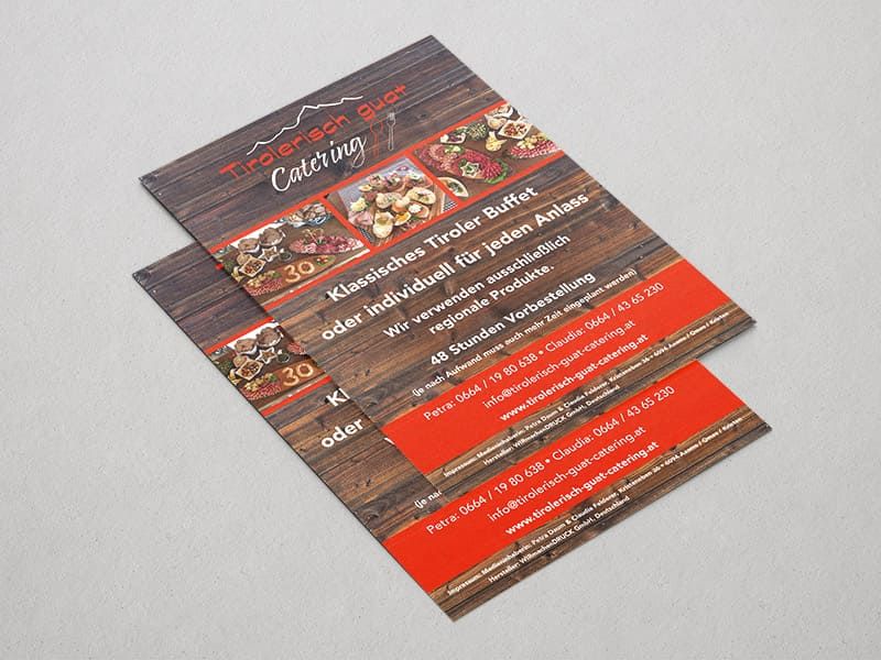 Flyer Tirolerisch Guat Catering gestaltet von der Werbeagentur Mauenbert