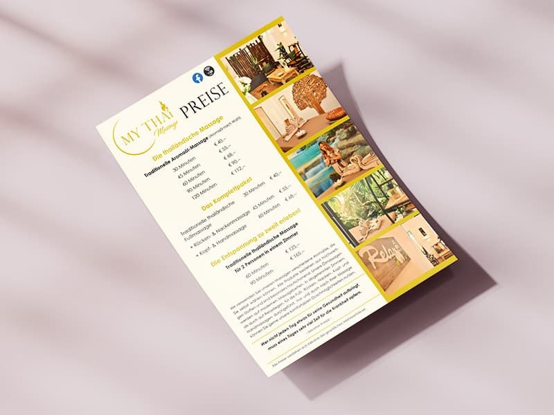 Preisliste für MY THAI Massage Wien Design Werbeagentur Mauenbert Wien