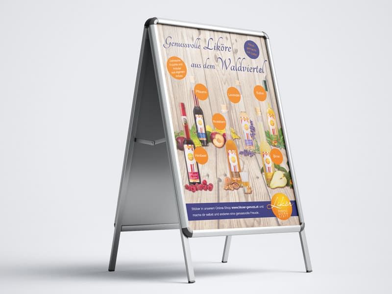 Plakatgestaltung für die Likör Genusswerkstatt von Mauenbert in Mattersburg