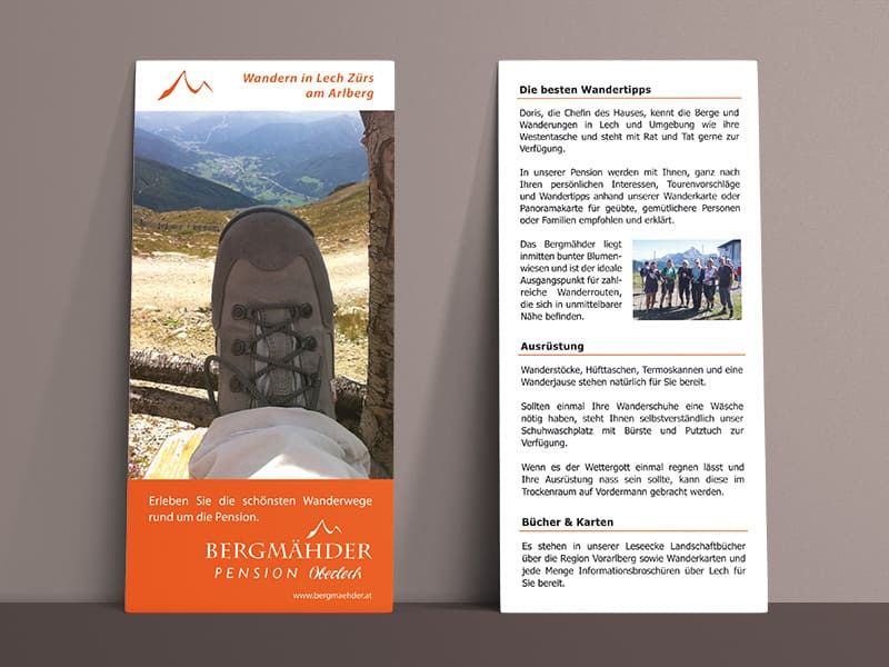 Flyer für Pension Bergmähder von der Werbeagentur Mauenbert