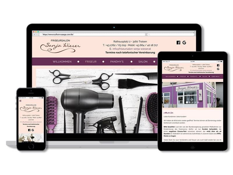 Responsive Webdesign Friseursalon Sonja Wieser Traisen design by Werbeagentur Mauenbert