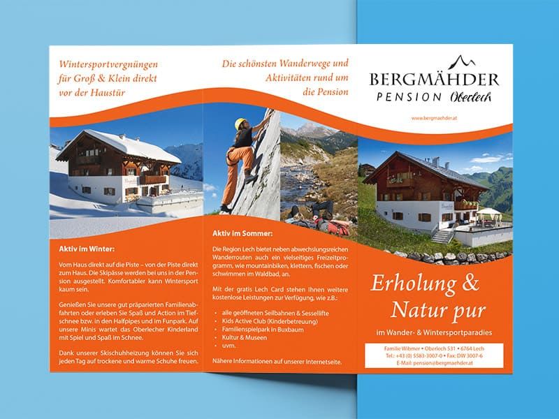Folder Pension Bergmähder gestaltet von der Werbeagentur Mauenbert