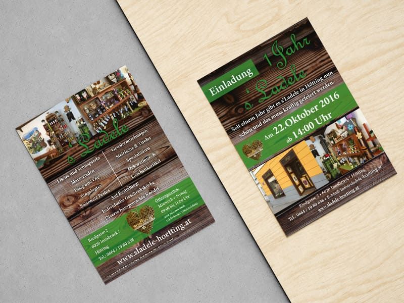 Einladung für s’Ladele Hötting von der Werbeagentur Mauenbert