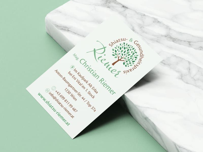Gestaltung von Visitenkarten für die Shiatsu- und Gesundheitspraxis Riemer