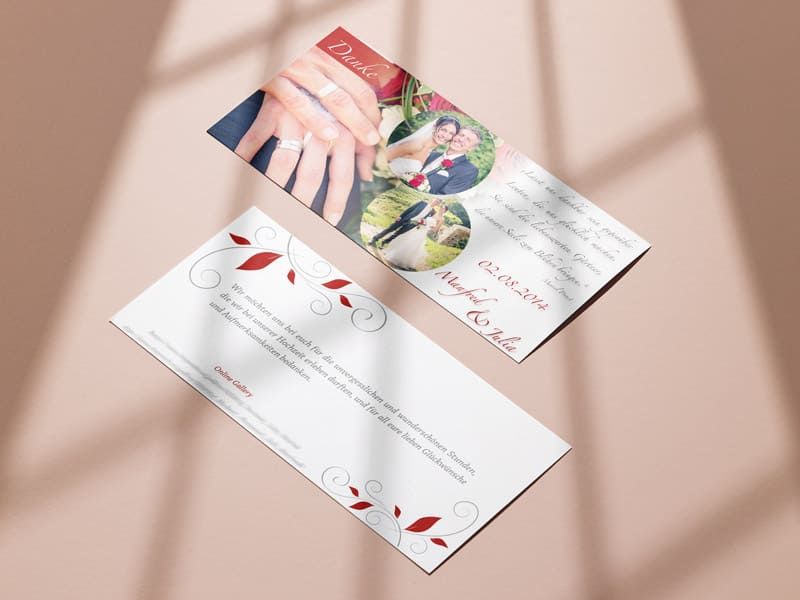 Dankeskarte Din ang Querformat beidseitig bedruckt Design von der Werbeagentur Mauenbert