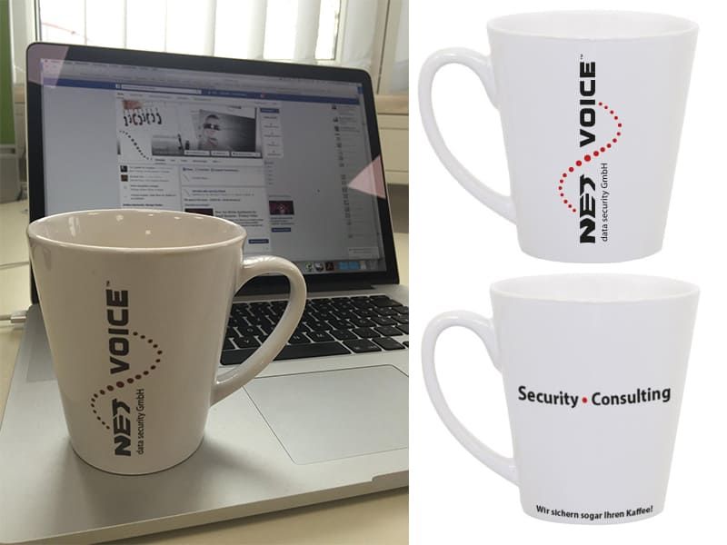 Tassen für netvoice data security gestaltet von der Werbeagentur Mauenbert & Co Tirol