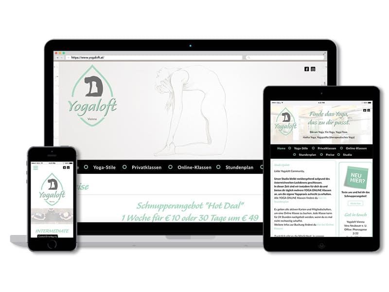 Website in responsive Design für Yogaloft Vienna gestaltet von der Werbeagentur Mauenbert Wien